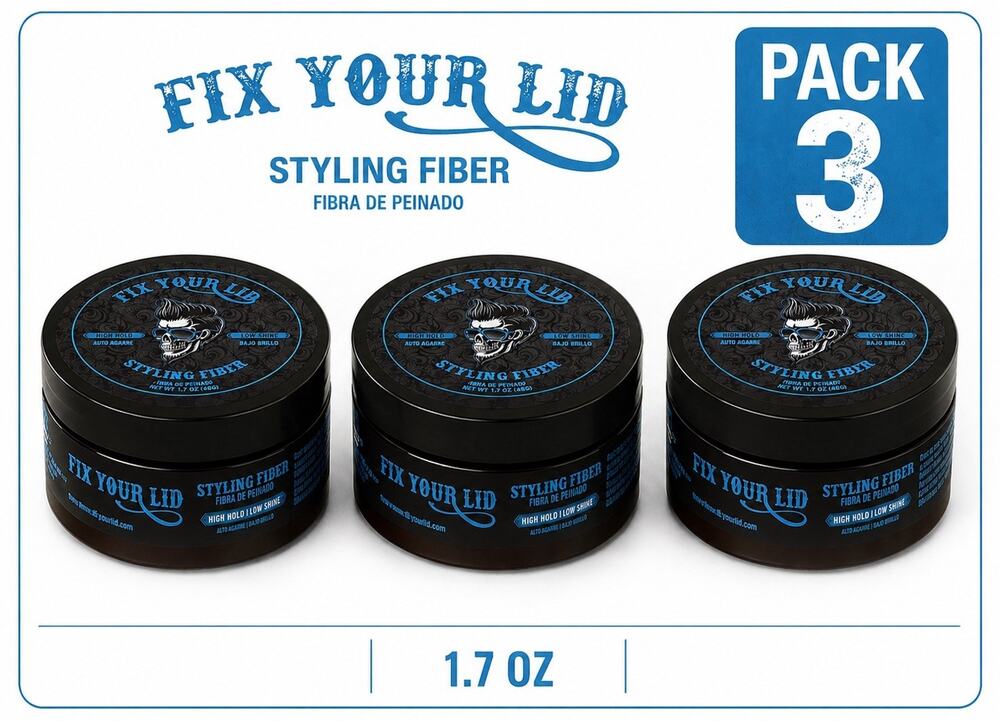 Fix Your Lid Hair Styling Fiber for Men's and Boys' Short - Pack 3 - 1.7 Oz